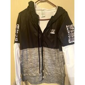 VICTORIA SECRET PINK WIND BREAKER HOODIE ZIP UP IN MED - LRGE